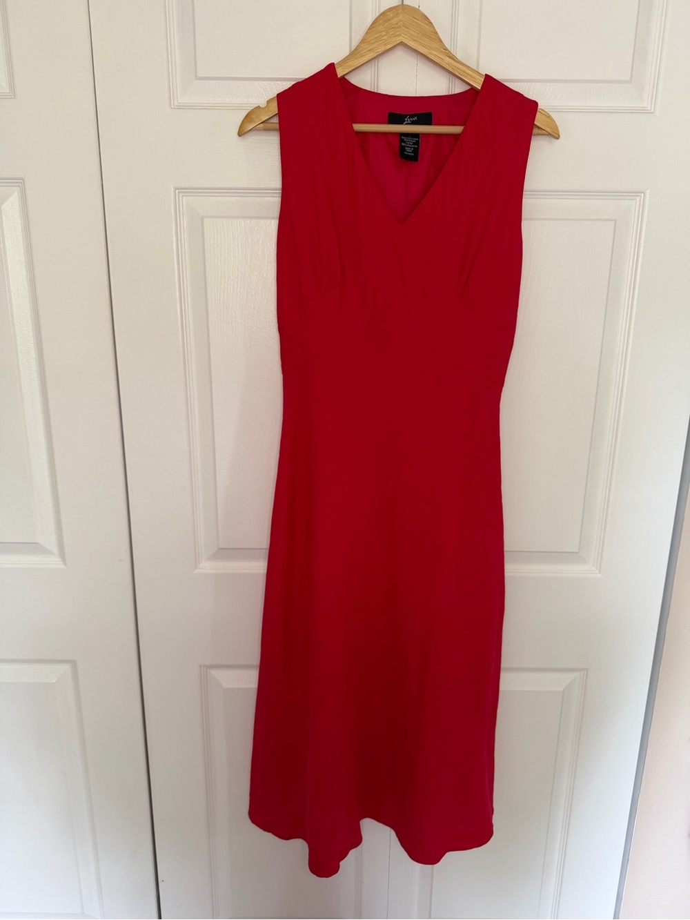 Lennie For Nina Leonard Maxi Linen Blend Dress Womens Sz 8 Red Shift Sleeveless